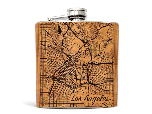 Flask City Map Flask, Autumn Woods Collective, Custom Wooden Gifts