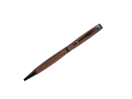 Wooden pen with a metallic clip on a white background