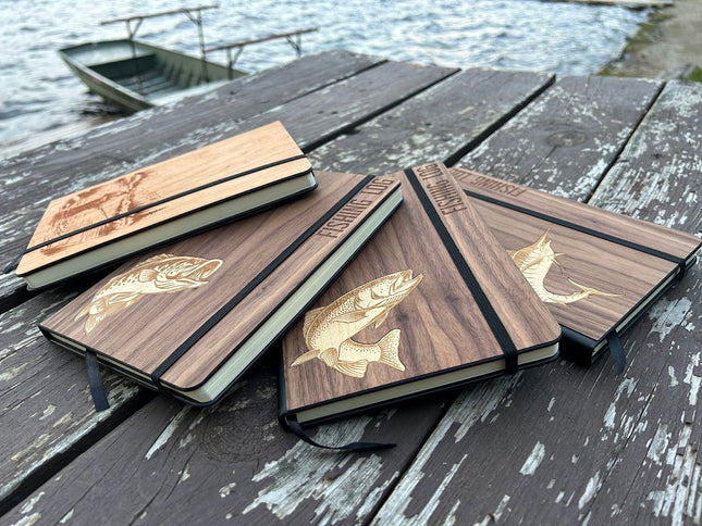  Prompted Fishing Journal, Autumn Woods Collective, Custom Wooden Gifts
