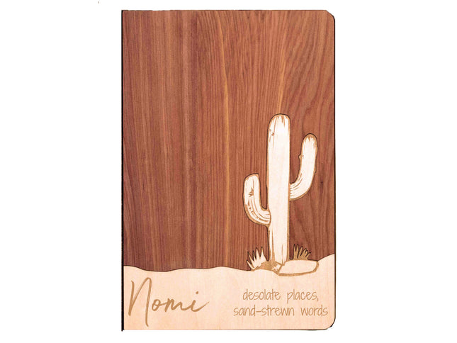 Notebook Handcrafted Cactus Journal, Autumn Woods Collective, Custom Wooden Gifts
