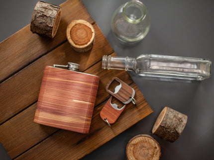 Flask Custom Wooden Hip Flask, Autumn Woods Collective, Custom Wooden Gifts