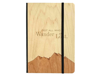 Notebook Not All Who Wander Notebook, Autumn Woods Collective, Custom Wooden Gifts