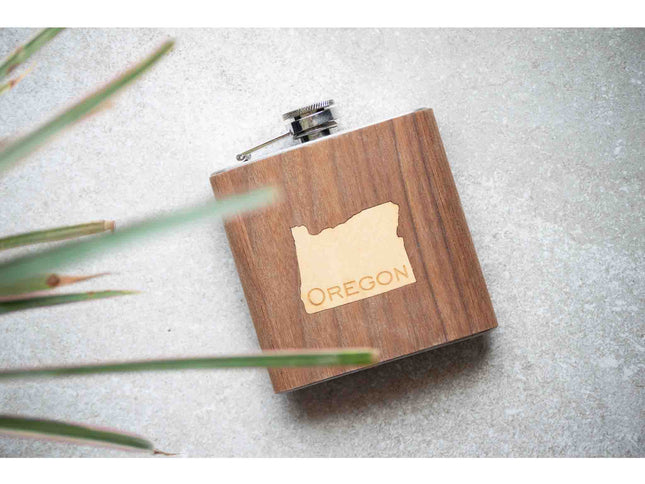 Flask Your State Flask, Autumn Woods Collective, Custom Wooden Gifts