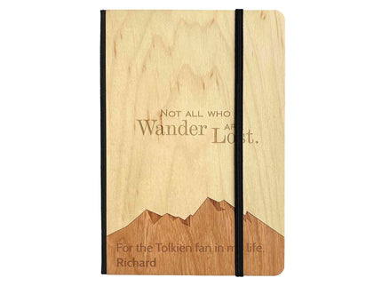 Notebook Not All Who Wander Notebook, Autumn Woods Collective, Custom Wooden Gifts