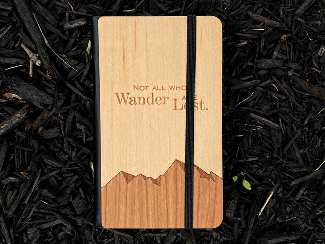 Pocket Notebook Not All Who Wander Pocket Notebook, Autumn Woods Collective, Custom Wooden Gifts