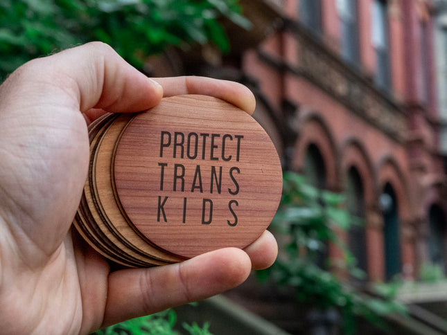  Protect Trans Kids Sticker, Autumn Woods Collective, Custom Wooden Gifts