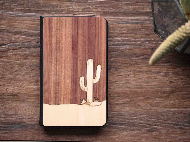 Cactus Pocket Notebook by Autumn Woods Co. | Wooden Pocket Notebook