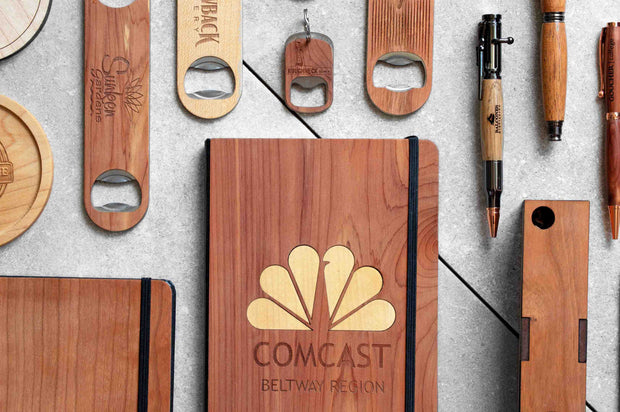 Corporate Gift Custom Wooden Notebooks, Autumn Woods Collective, Custom Wooden Gifts