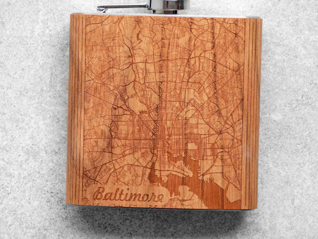 Baltimore, MD Charm City Map Flask - Autumn Woods Co.
