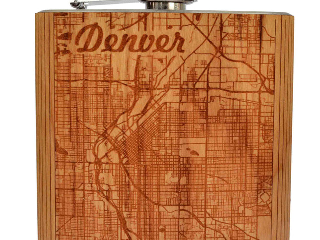 Denver, CO City Map Flask - Autumn Woods Co.