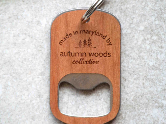 Maryland Flag Wood Bottle Opener Keychain - Autumn Woods Co.