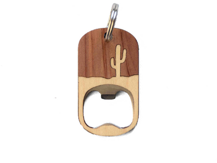 Keychain Opener Cactus Keychain Opener, Autumn Woods Collective, Custom Wooden Gifts